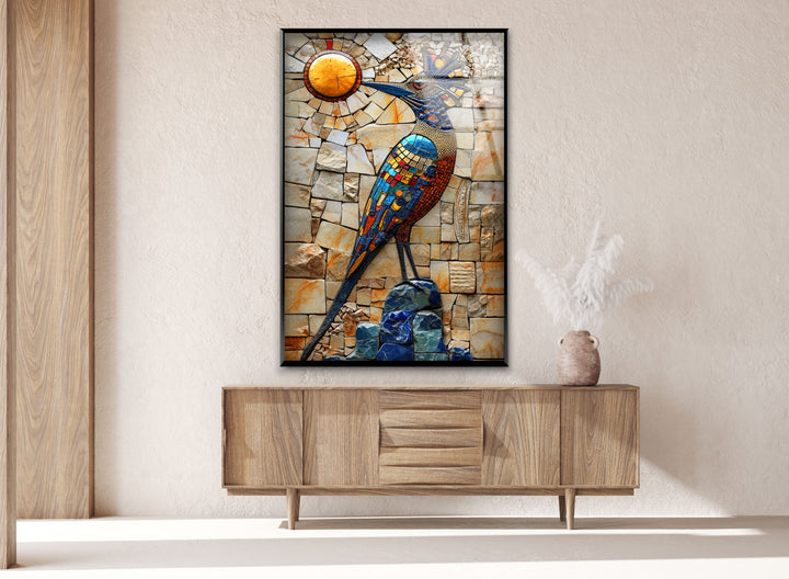 Mosaic Hummingbird Glass Wall Art glass image printing, glass prints from photos