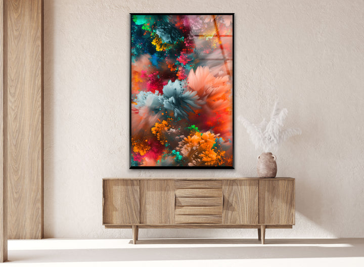 Explosions of Colors Glass Wall Art for living room