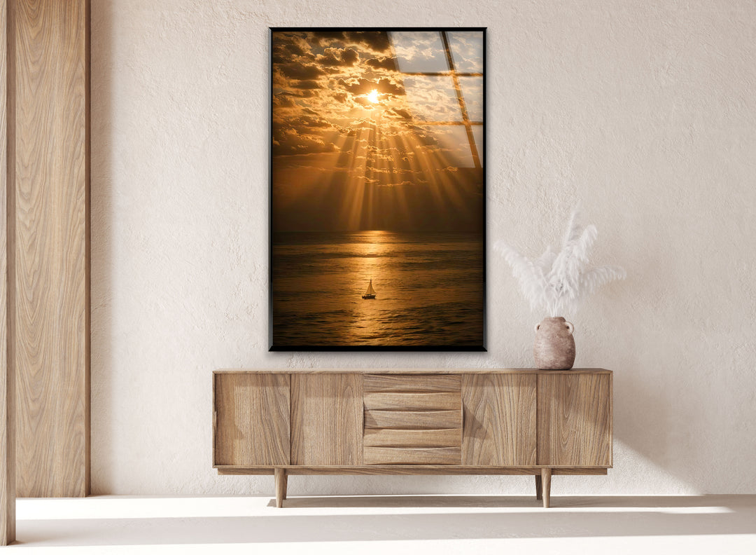 Sunrise Over The Sea Glass Wall Art photo print on glass, prints on glass wall art