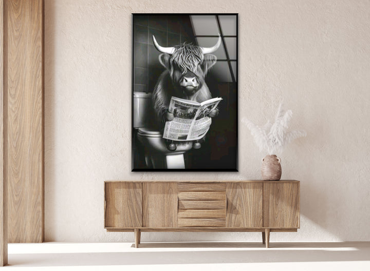 Reading Cow Glass Wall Art picture on glass wall art, photos printed on glass