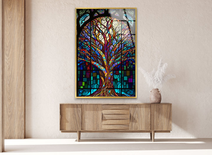 Stained Magic Tree Glass Wall Art, glass image printing, glass prints from photos