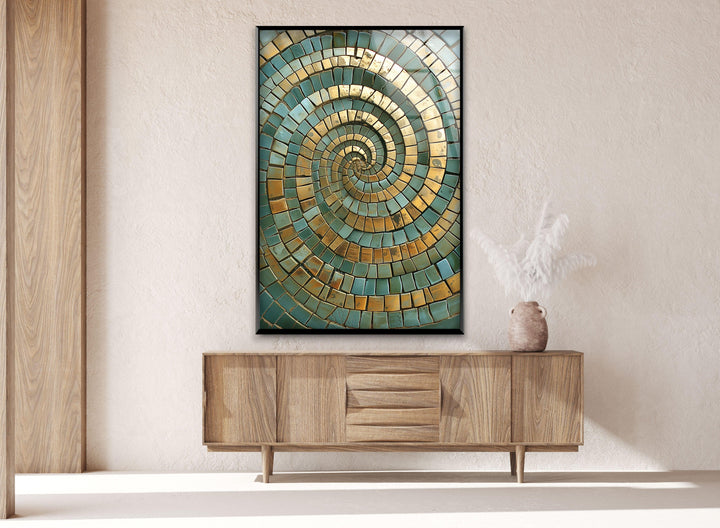 Golden Spiral Design Mosaic Glass Wall Art