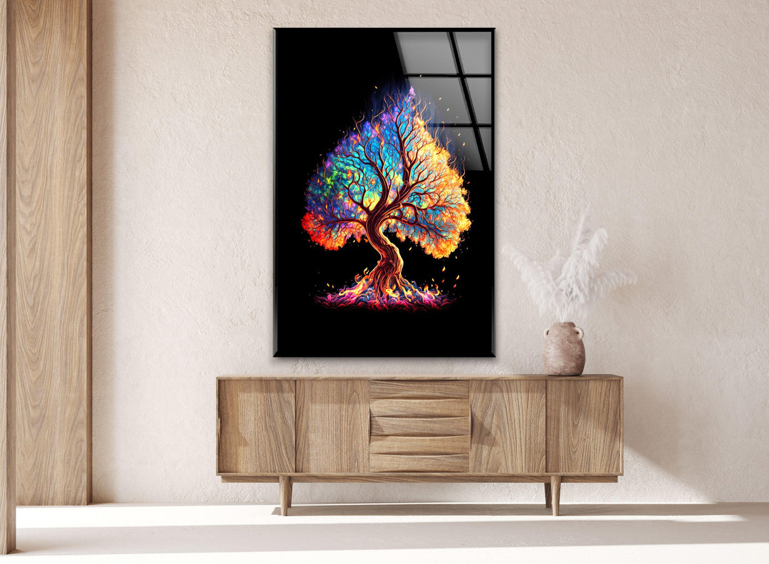 Colorful Tree Of Life Glass Wall Art, glass photo prints, glass picture prints