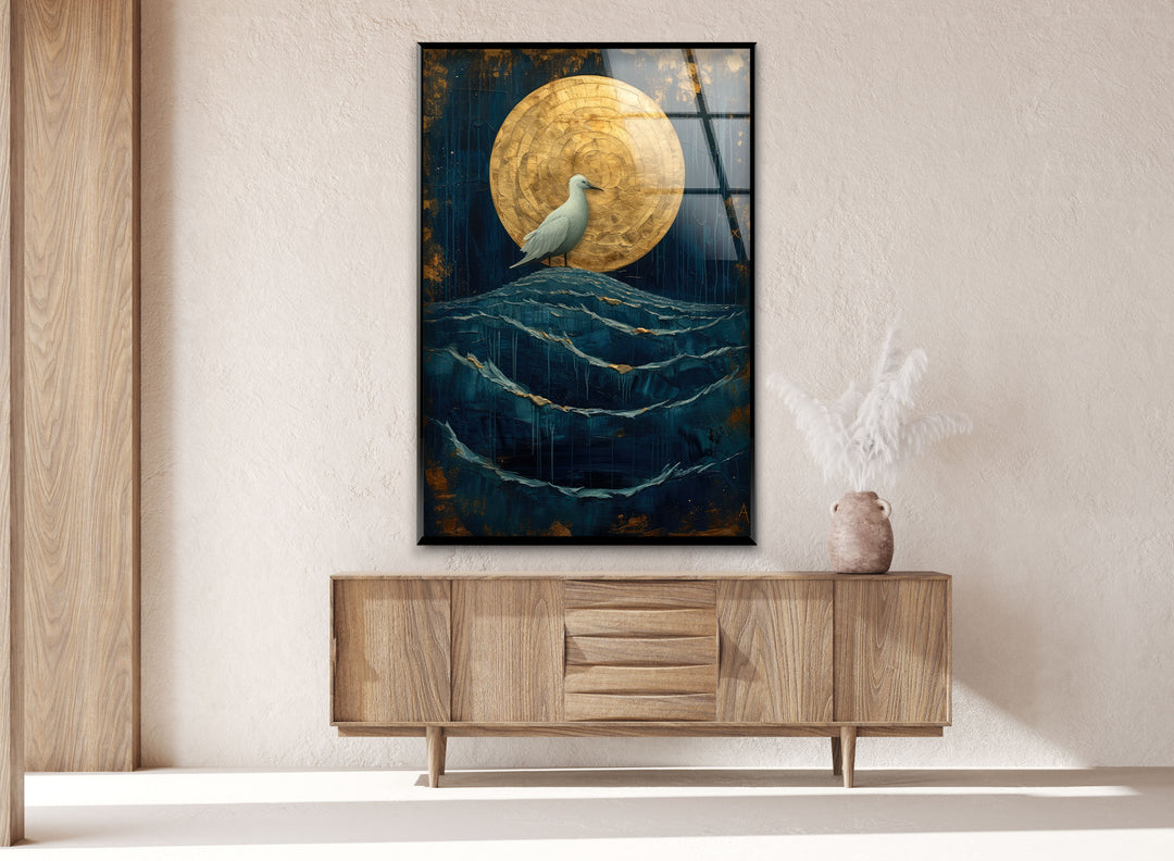 White Bird In The Moonlight Modern Glass Wall Art & Cool Prints