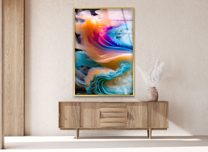 Rainbow Coloured Smoke Glass Wall Art, glass photo prints, glass picture prints