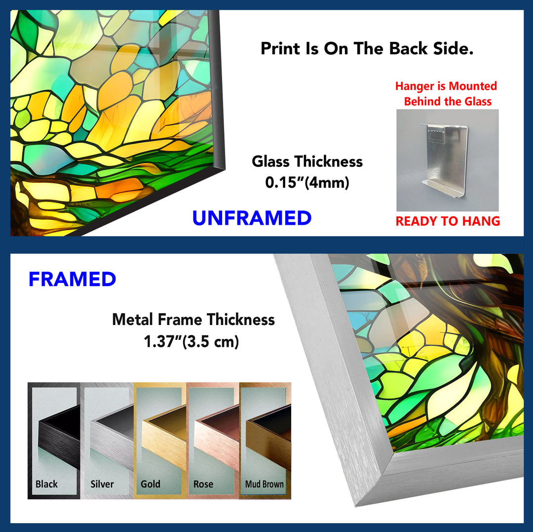 Stained Gnarled Tree Glass Wall Art