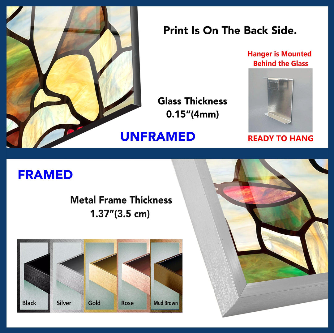 Stained Floral Glass Wall Art, custom glass pictures, glass art prints