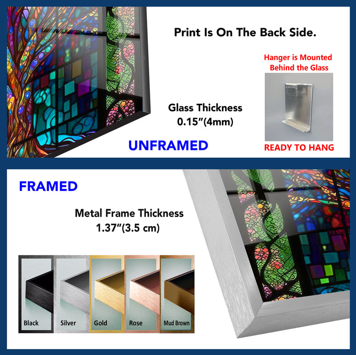 Stained Magic Tree Glass Wall Art, custom glass pictures, glass art prints