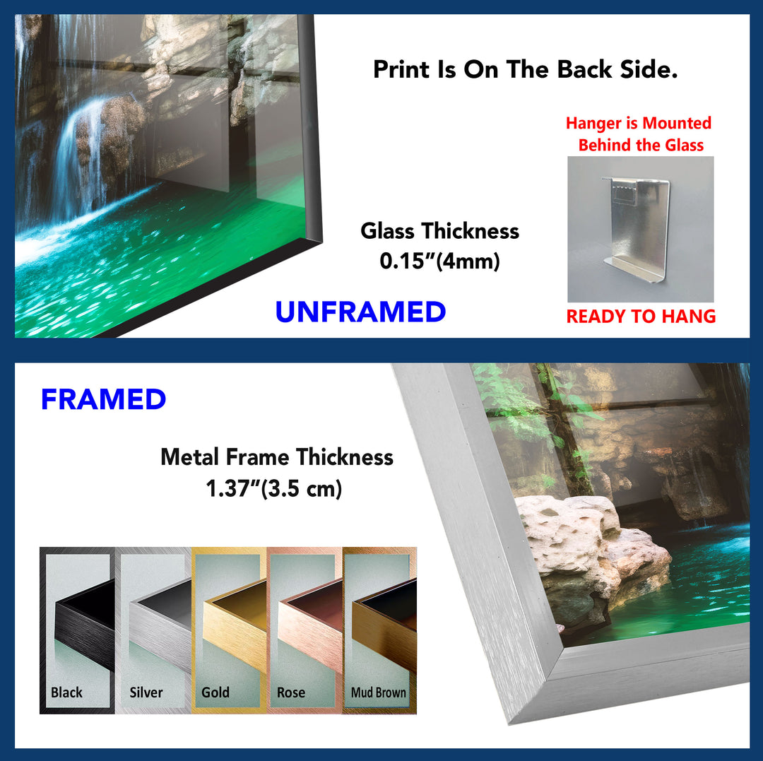 Waterfall Pool Glass Wall Art