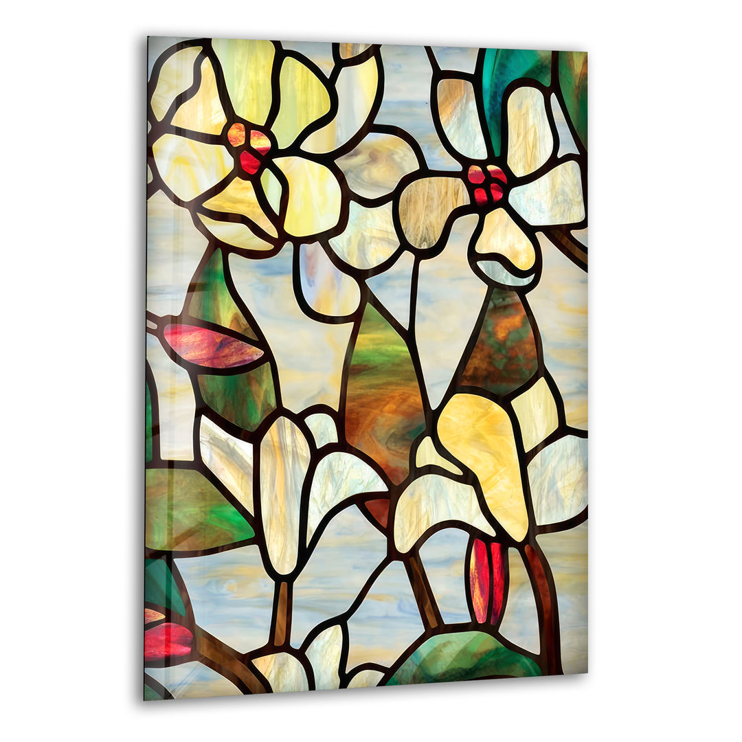 Stained Floral Glass Wall Art, print picture on glass, Tempered Glass Wall Art