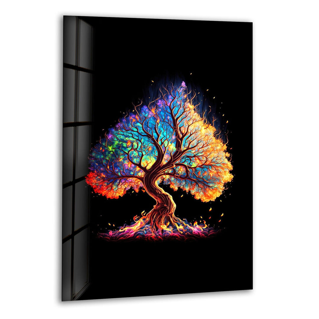 Colorful Tree Of Life Glass Wall Art, print picture on glass, Tempered Glass Wall Art