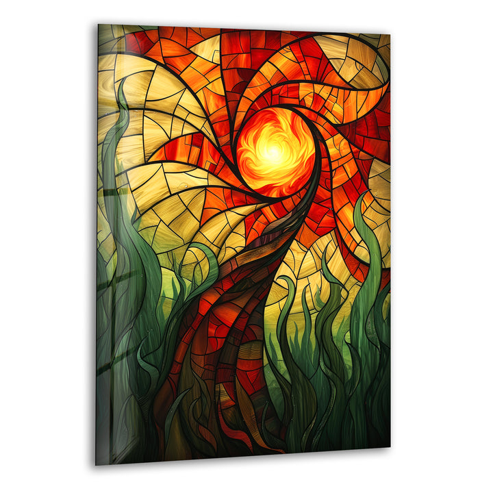 Stained Abstract Tree Glass Wall Art, print on glass, glass printed photos