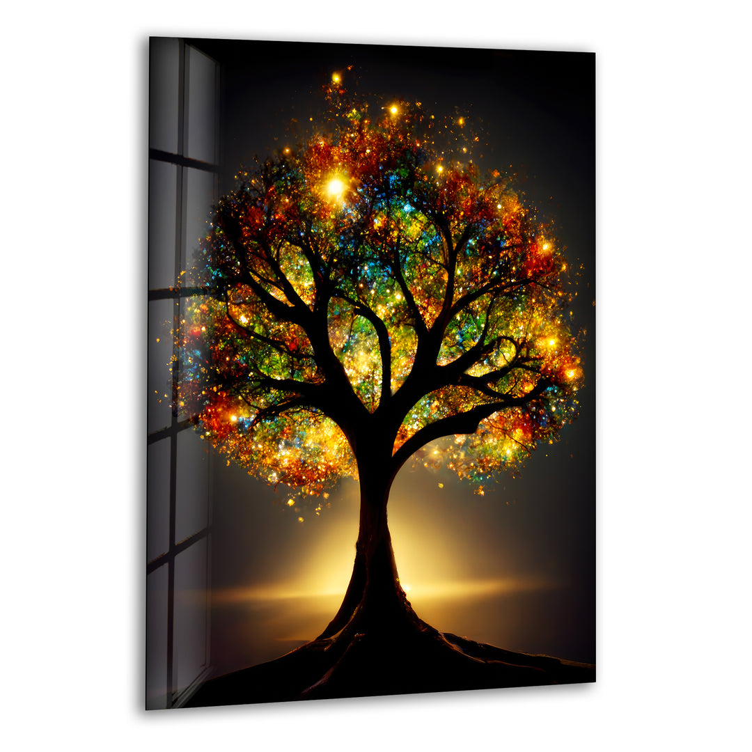 Glowing Tree Of Life Glass Wall Art, print picture on glass, Tempered Glass Wall Art