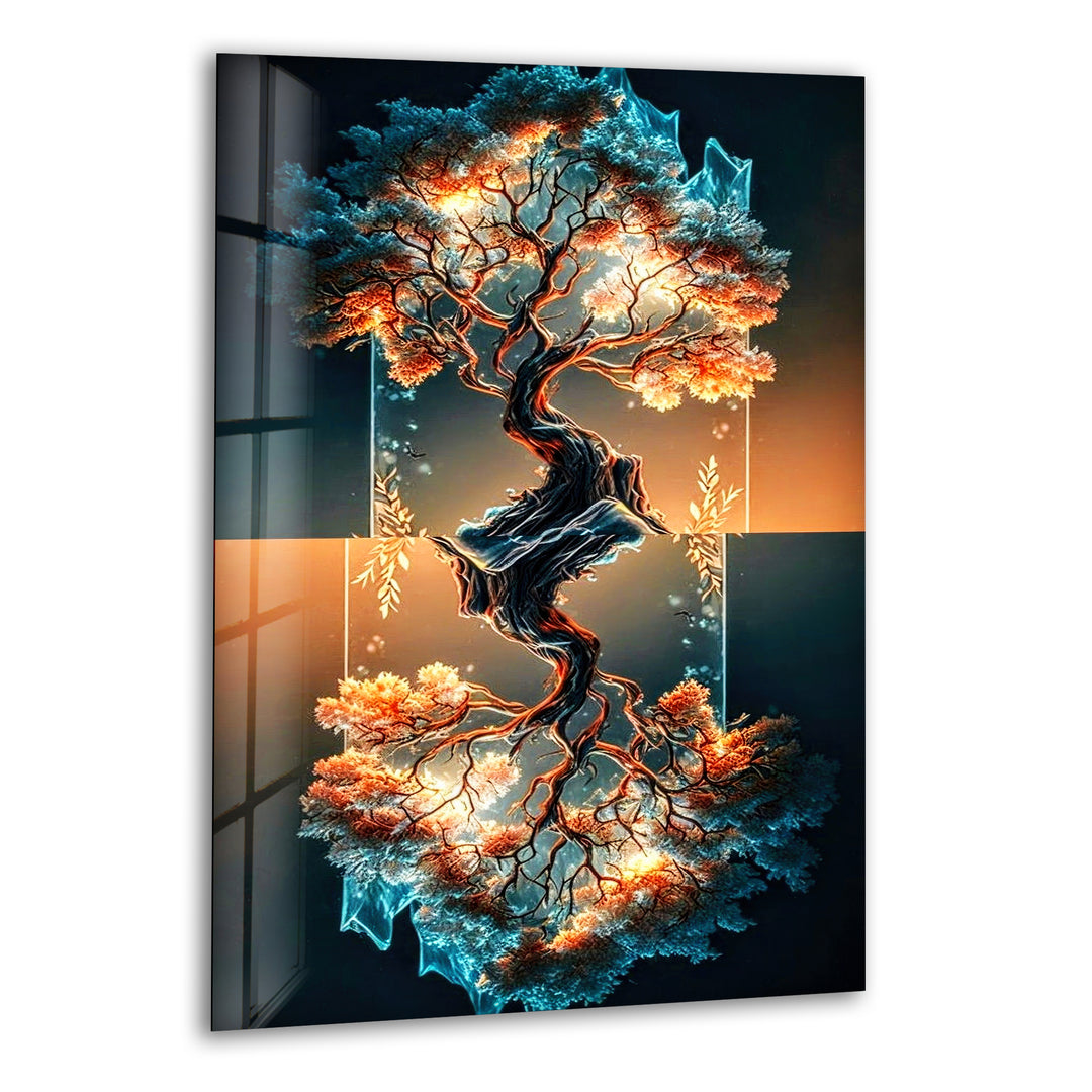 Cosmic Bright Tree Glass Wall Art, print picture on glass, Tempered Glass Wall Art