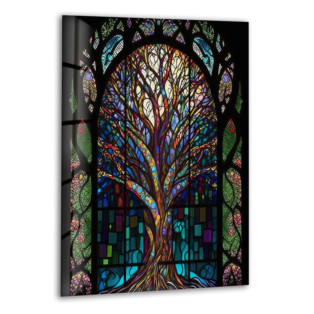 Stained Magic Tree Glass Wall Art, print picture on glass, Tempered Glass Wall Art