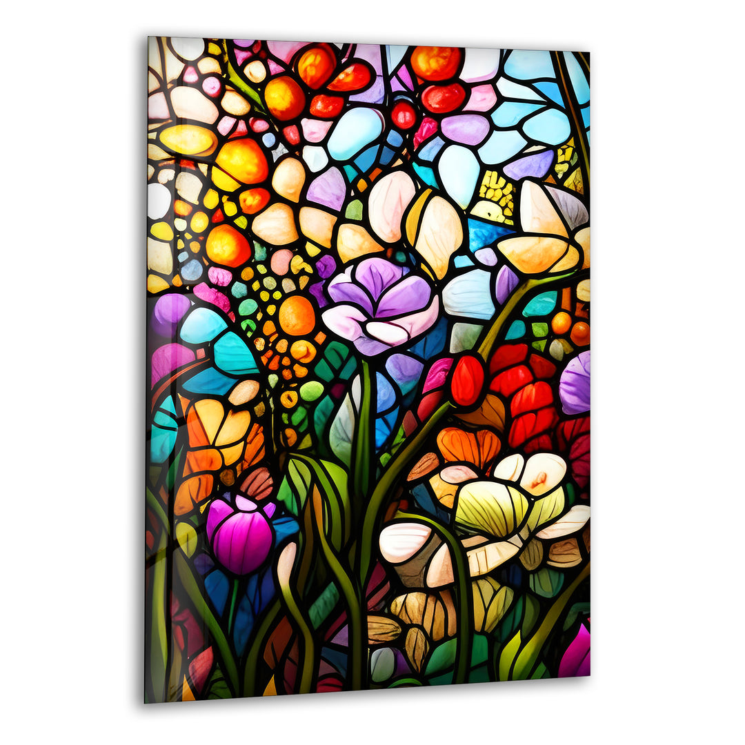 Stained Image Of Flower Glass Wall Art, print picture on glass, Tempered Glass Wall Art