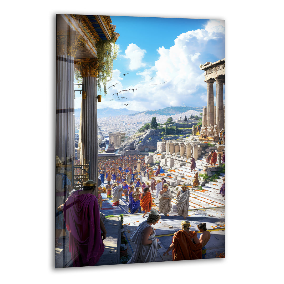 Ancient Rome City Glass Wall Art, glass art painting, glass art for the Wall