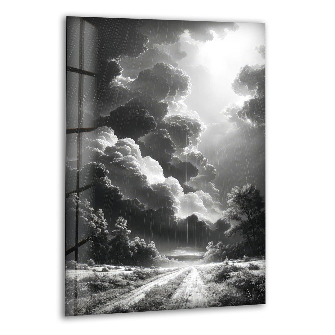 Foggy Rainy Night Glass Wall Art print picture on glass, Tempered Glass Wall Art