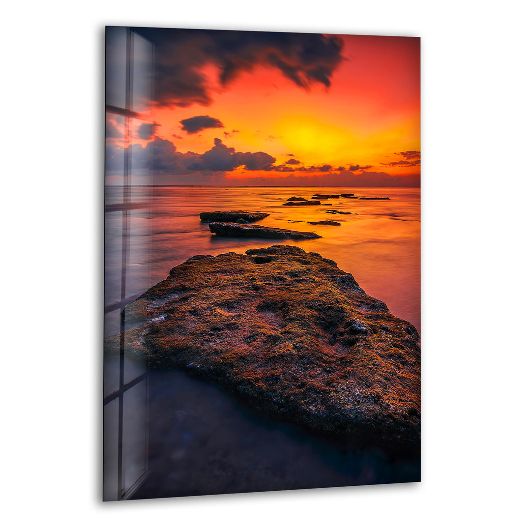 Sunset Over The Ocean Glass Wall Art large glass photo prints, glass wall photos