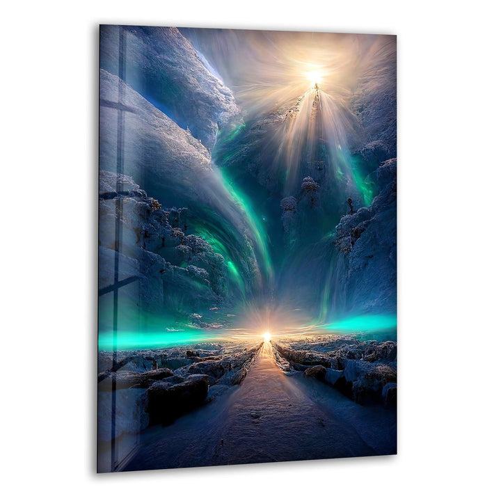 Frozen Waterfall With a Tree Glass Wall Art art glass wall art, glass wall art pictures