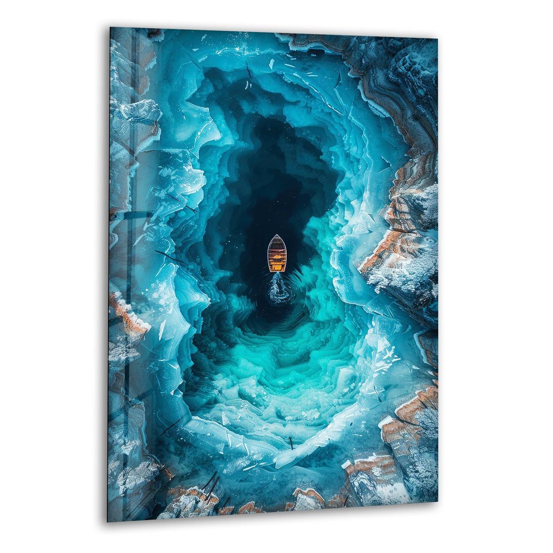 Ice Cave Landscape Glass Wall Art glass art painting, glass art for the Wall