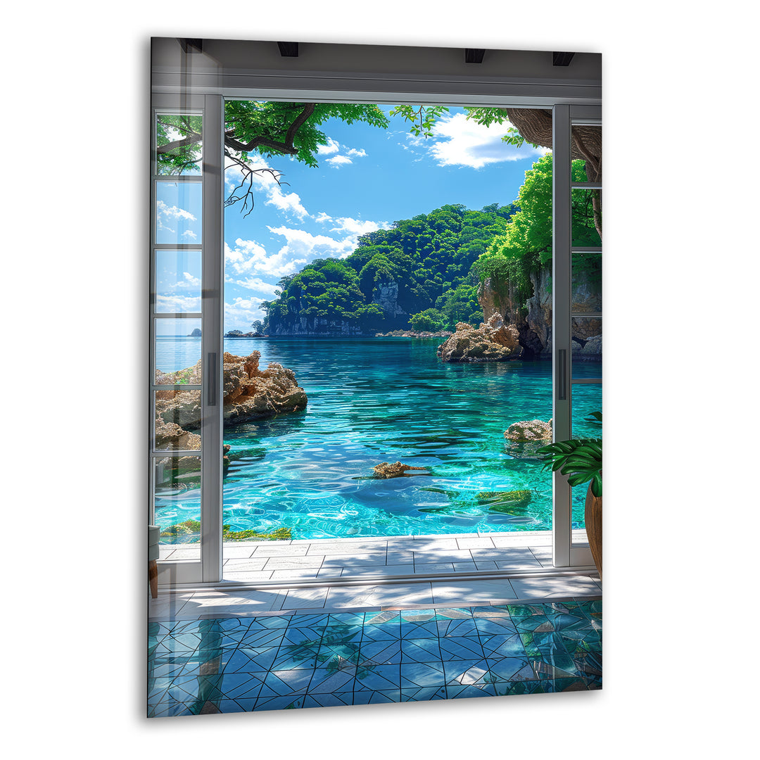 Sea Landscape From House Glass Wall Art print on glass, glass printed photos