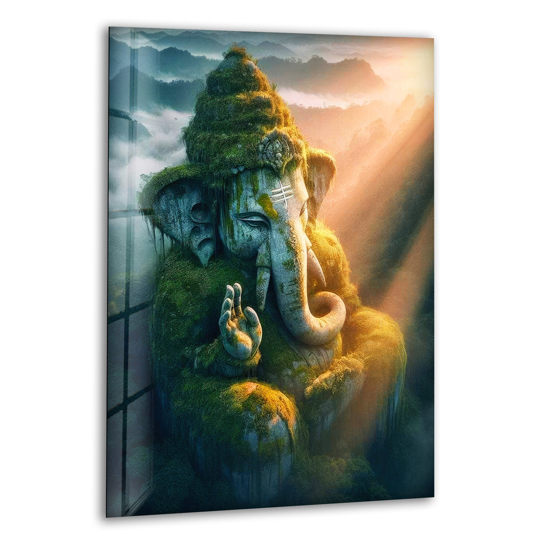 Ganesha Glass Wall Art, glass art painting, glass art for the Wall