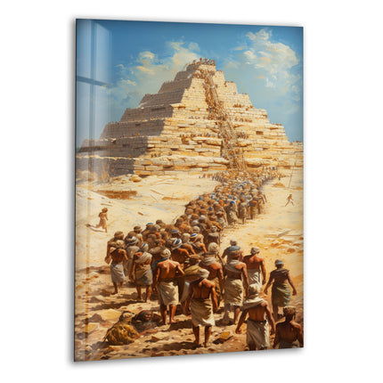 Building of Egyptian Pyramids Glass Wall Art