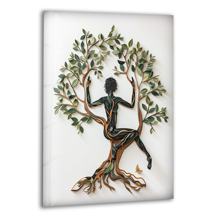 Tree Of Life Woman Glass Wall Art, print on glass, glass printed photos