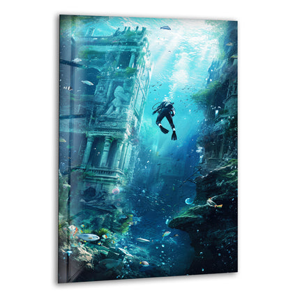 The Atlantis Diver Glass Wall Art