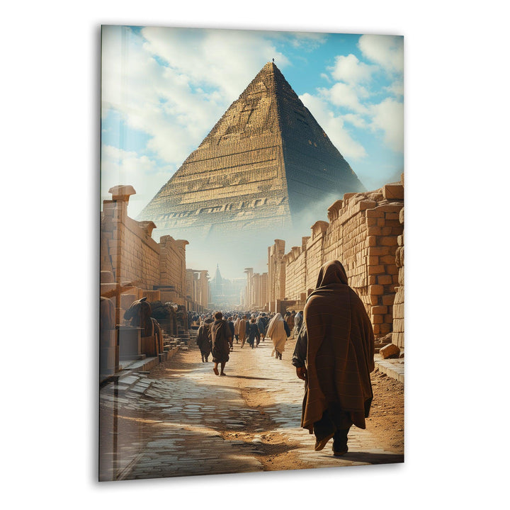 Egypt's Pyramids of Giza Glass Wall Art, glass art painting, glass art for the Wall