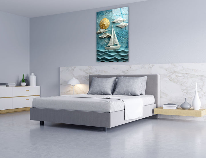 Boat Sea Clay Art Glass Wall Art glass image printing, glass prints from photos
