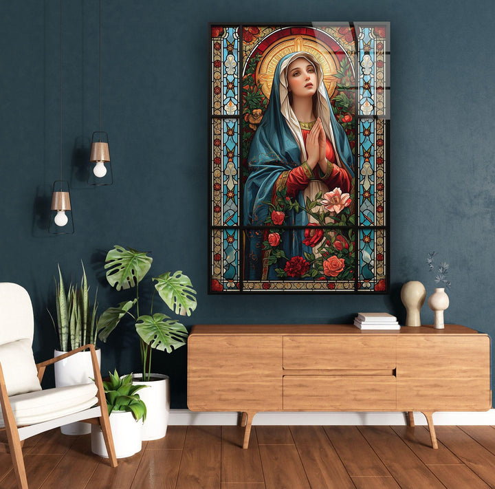 Heart of Mary Glass Wall Art custom glass pictures, glass art prints
