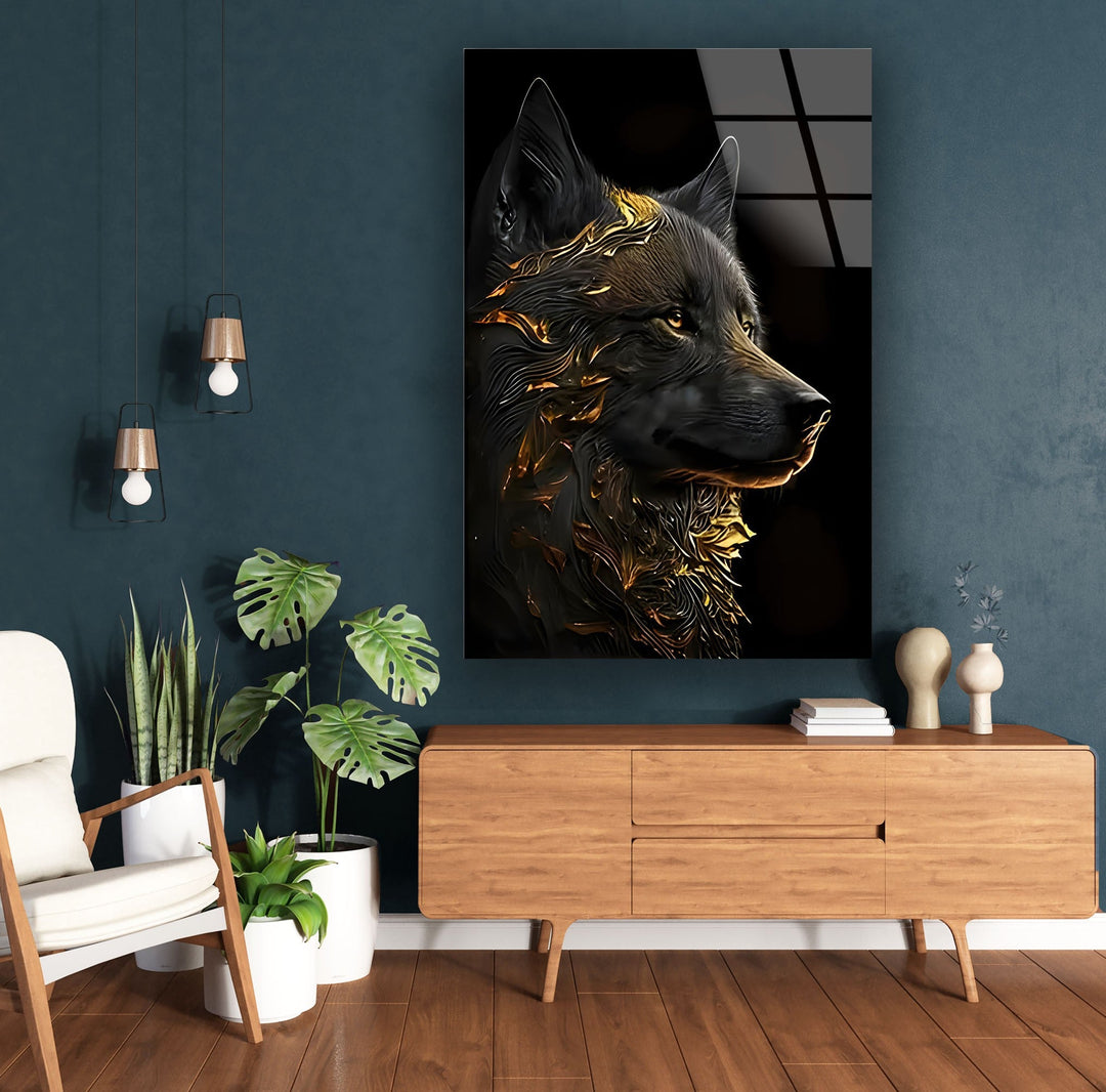 Noble Black Wolf Glass Wall Art glass pictures for Wall, glass prints wall art
