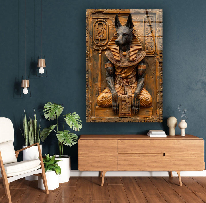 Ancient Egyptian Dog Glass Wall Art print picture on glass, Tempered Glass Wall Art
