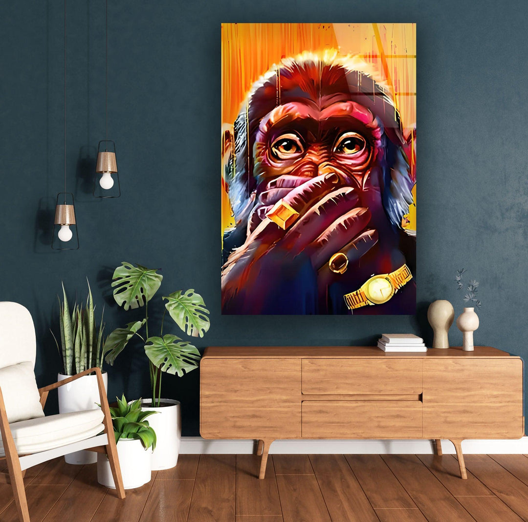 Cool Rich Monkey Glass Wall Art glass photo prints, glass picture prints
