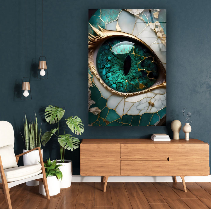 Marble Green Eye Glass Wall Art print picture on glass, Tempered Glass Wall Art
