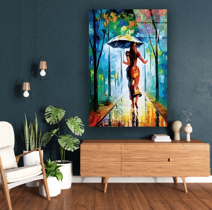 Colored Paint Woman Art Glass Wall Art glass pictures for Wall, glass prints wall art
