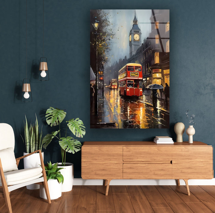 Rainy London Big Ben Glass Wall Art glass pictures for Wall, glass prints wall art
