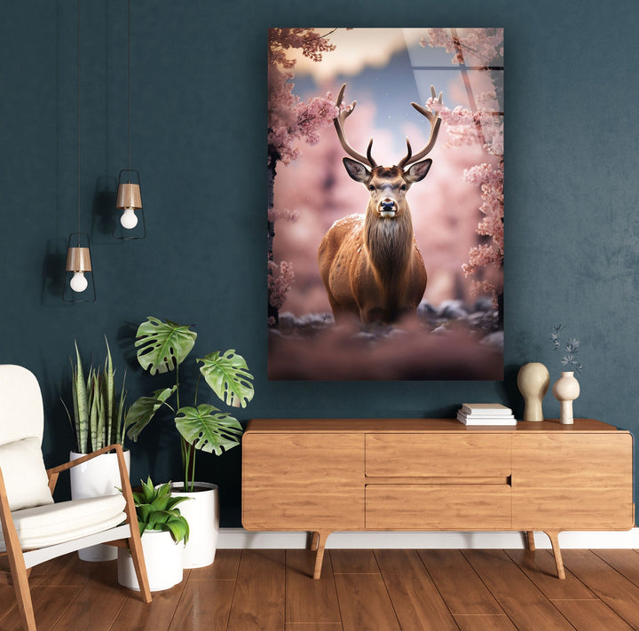 Spring Deer Glass Wall Art Glass Printing Wall Art, Print photos on glass
