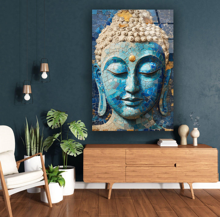 Buddha Mosaic Glass Photos for Wall Decor