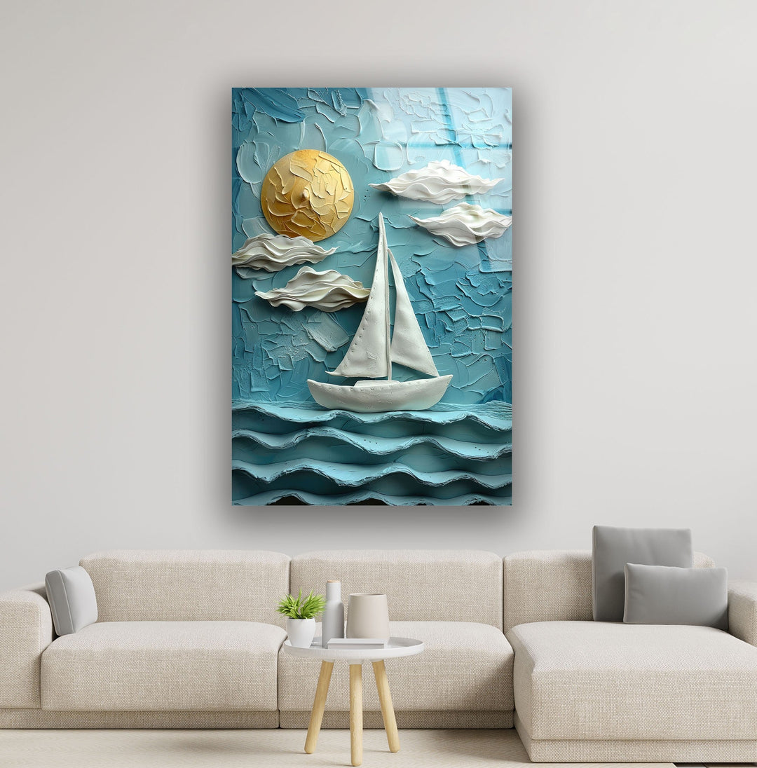 Boat Sea Clay Art Glass Wall Art glass photo prints, glass picture prints
