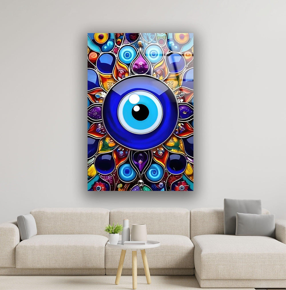 Evil Eye Bead Glass Wall Art stained glass wall art, stained glass wall decor
