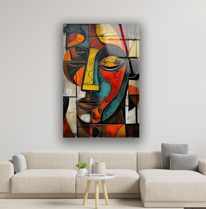 Yellow Brown Picasso Art Glass Wall Art glass image printing, glass prints from photos
