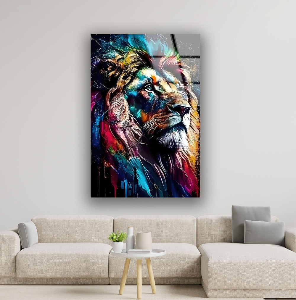 Colored Lion Art Glass Wall Art stained glass wall art, stained glass wall decor
