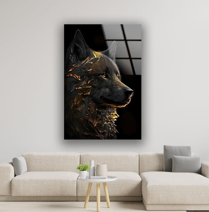 Noble Black Wolf Glass Wall Art glass photo prints, glass picture prints
