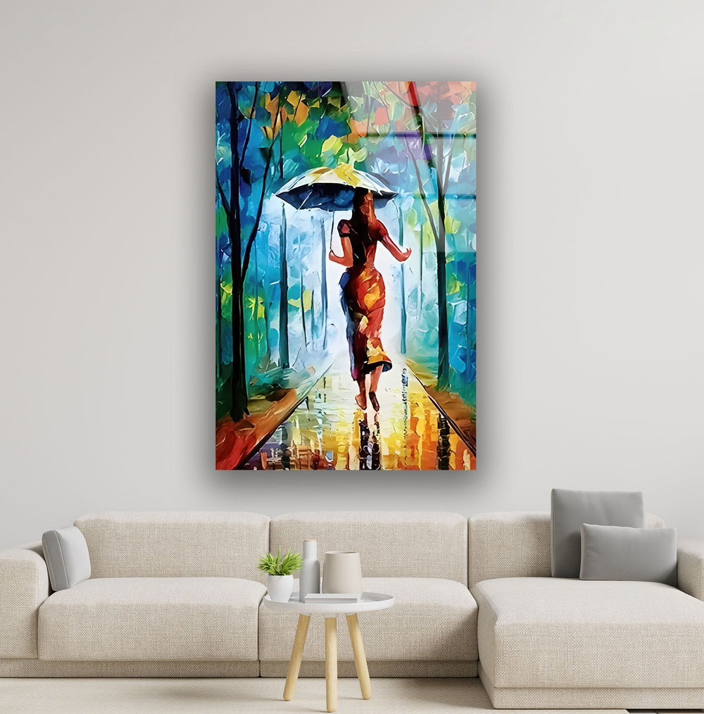 Colored Paint Woman Art Glass Wall Art Glass Printing Wall Art, Print photos on glass
