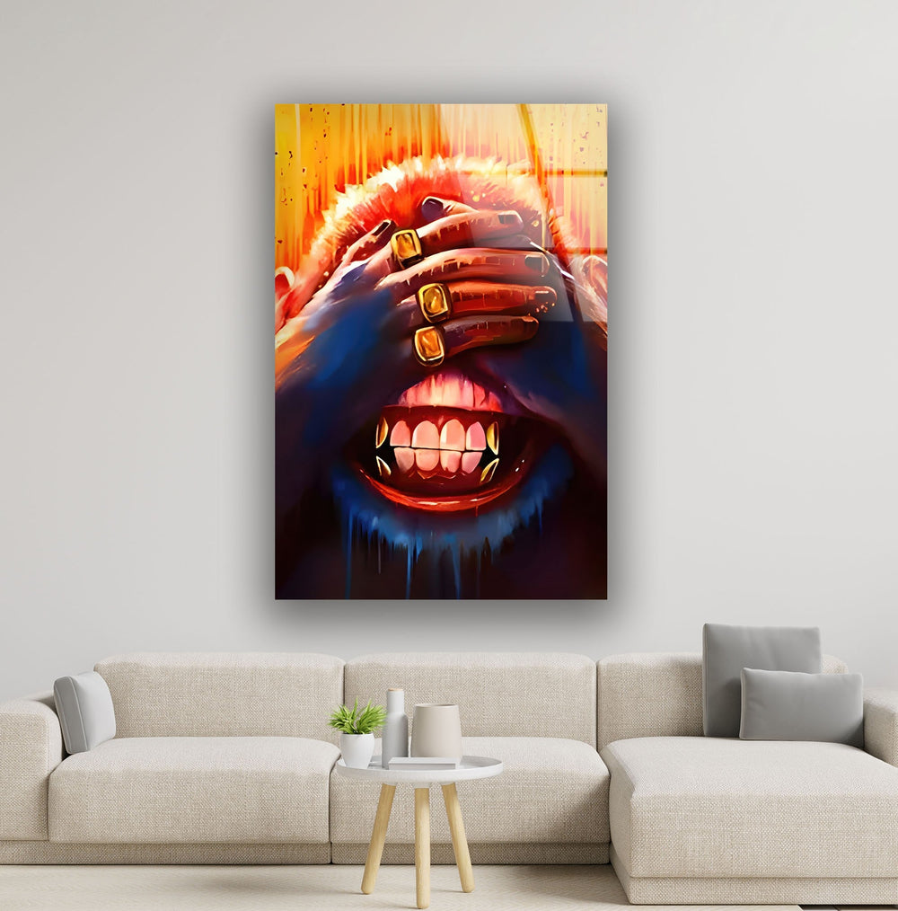 Monkey with Eyes Closed Glass Wall Art glass pictures for Wall, glass prints wall art
