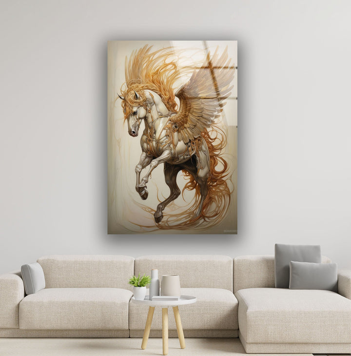 Brown Winged Horse Glass Wall Art art glass wall art, glass wall art pictures
