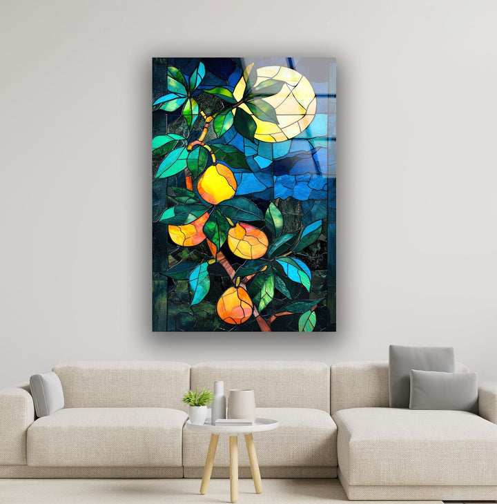 Midnight Mango Tree Glass Wall Art Glass Printing Wall Art, Print photos on glass
